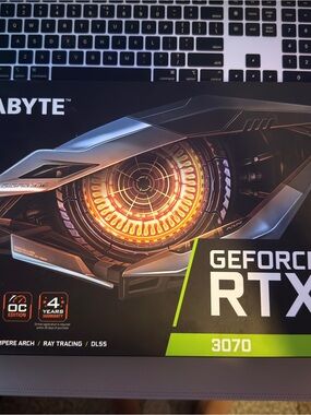 GIGABYTE GeForce RTX 3070 Graphics Card Box with Black and Orange Artwork